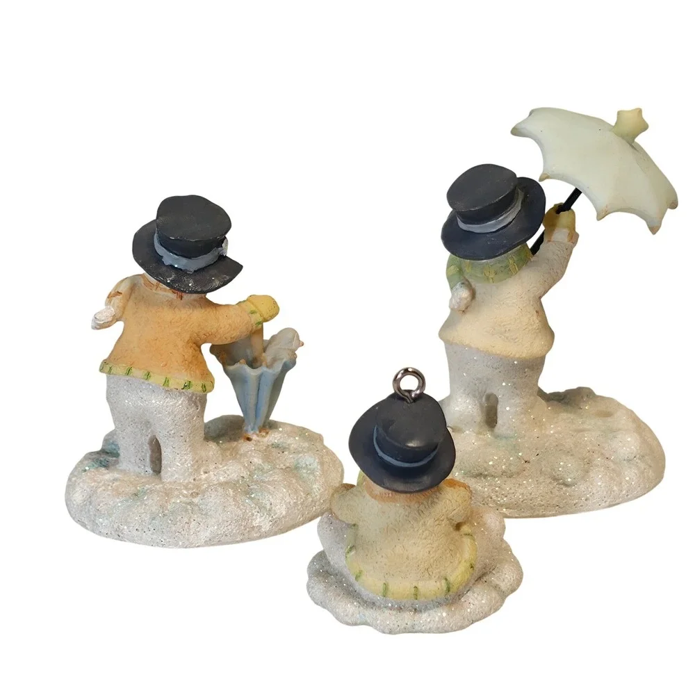 Russ Berrie Ice Sculptures Snowman Family Winter Magic Glad Holdings 3 Figurines